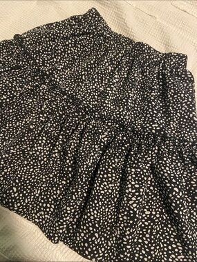 ROMWE Black and White Polka Dot Tiered Skirt